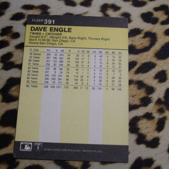 Dave Engle #391 Baseball Card - Picture 2 of 2